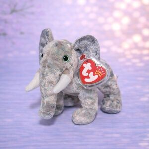 Pounds Ty Elephant Plush Toy - Gray and White
